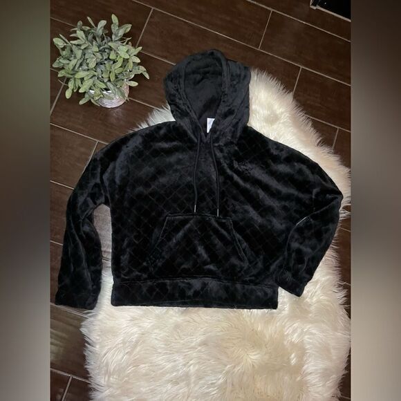 No Boundaries black quilted plush hooded short set sz Large - Picture 3 of 9